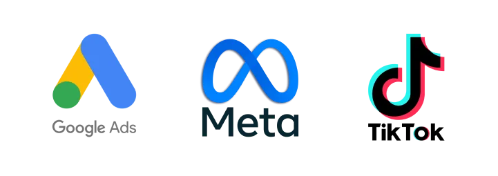 Ads logos: Meta, Google, TikTok